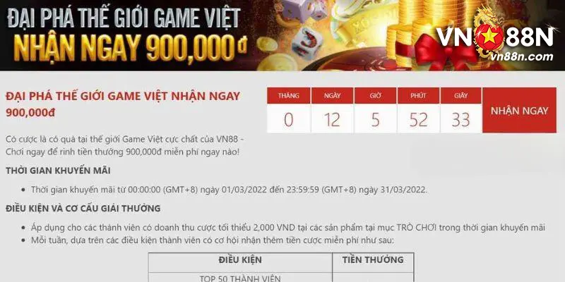 Nhận thưởng tối đa lên tới 900.000 VNĐ khi chơi cá cược tại thế giới game Việt